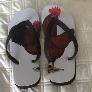Rooster design flip flops.  Super cute for summer